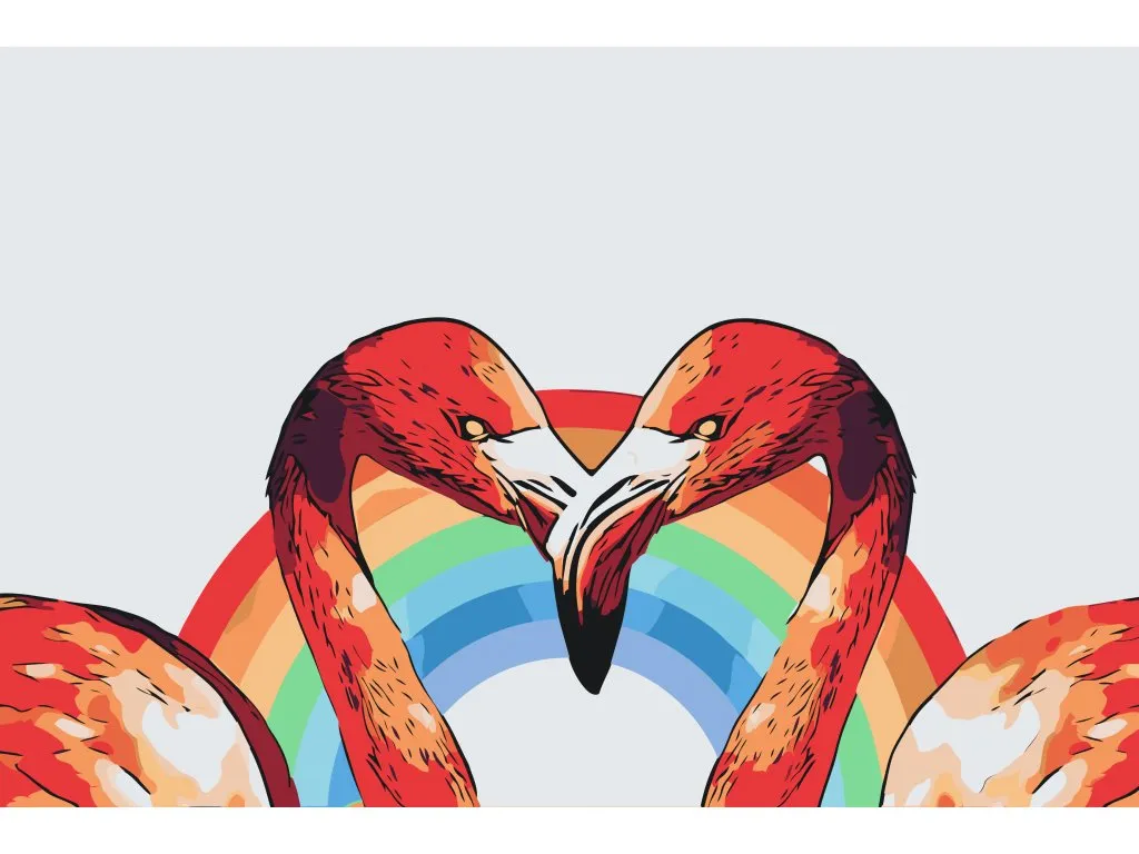 Pintar por Números - Flamencos en forma de corazón