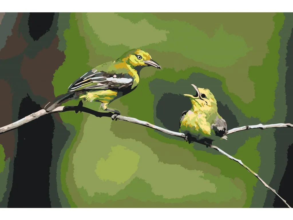 Pintar por Números - Pájaros en el árbol