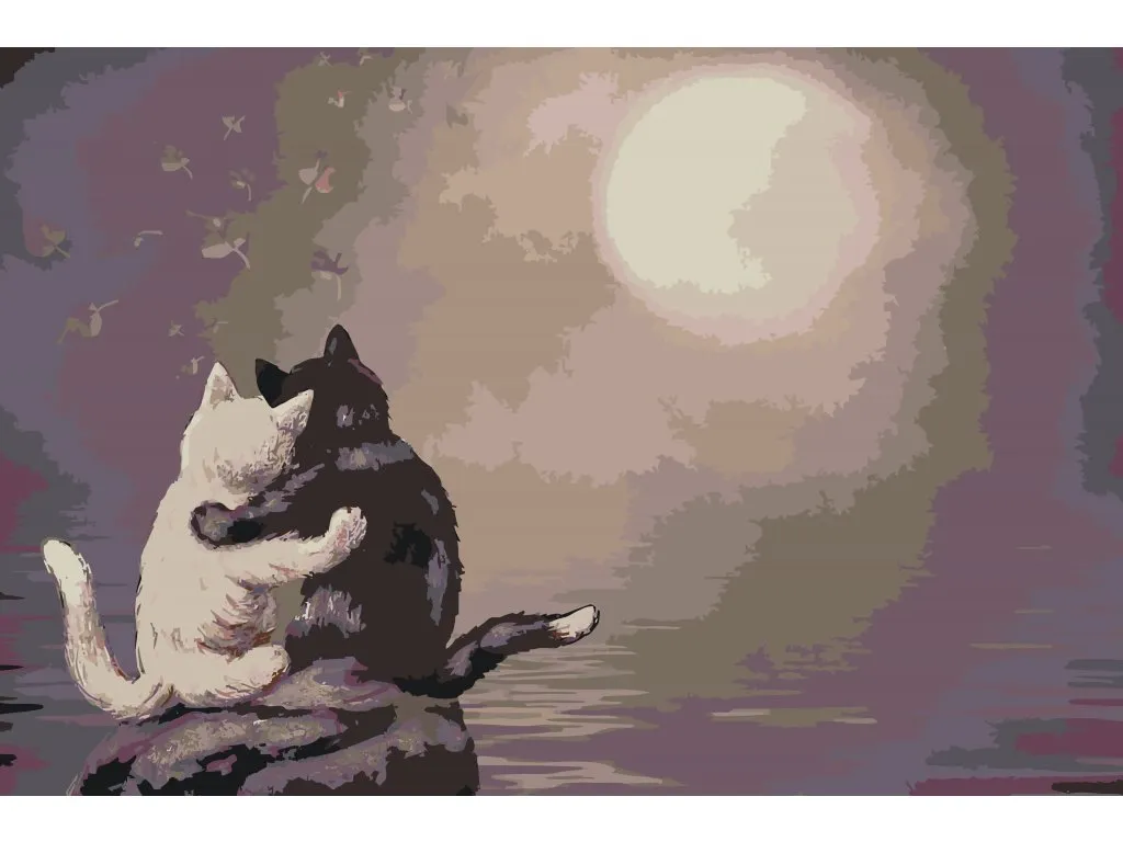 Pintar por Números - Gatos en luna llena