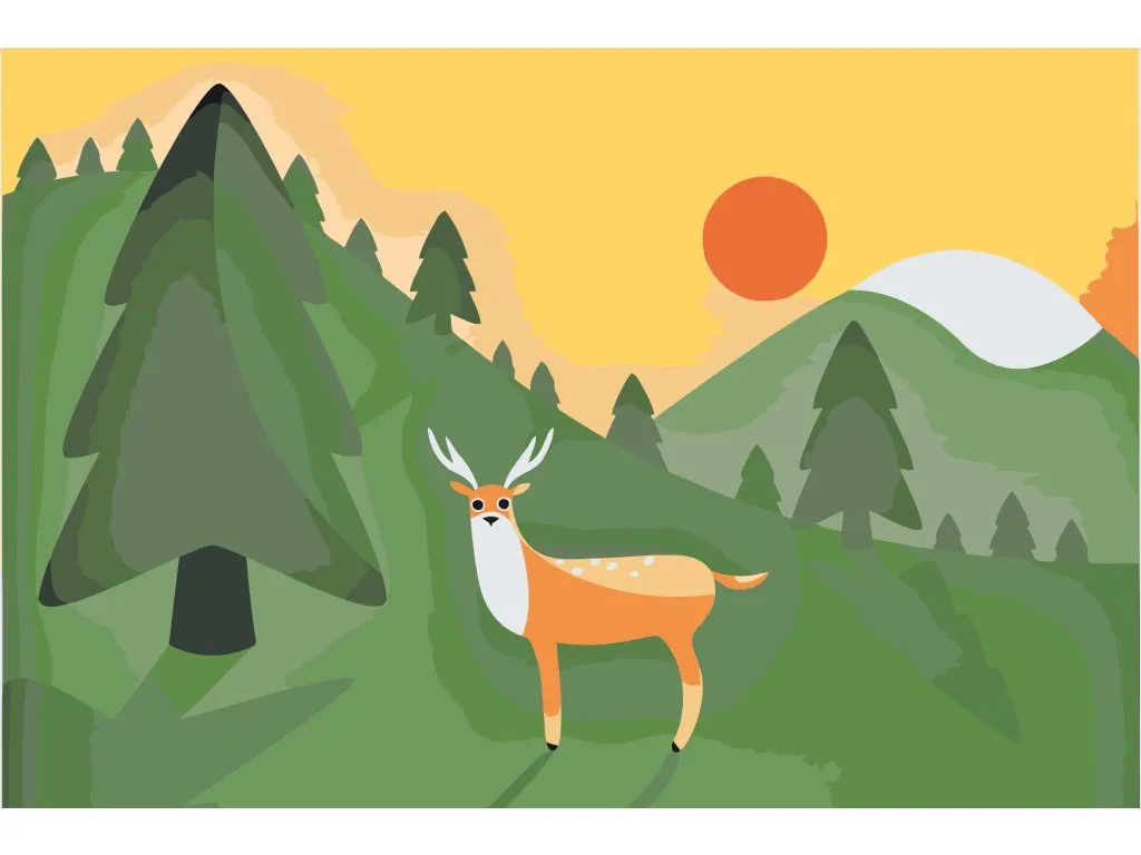 Pintar por Números - Paisaje con ciervos