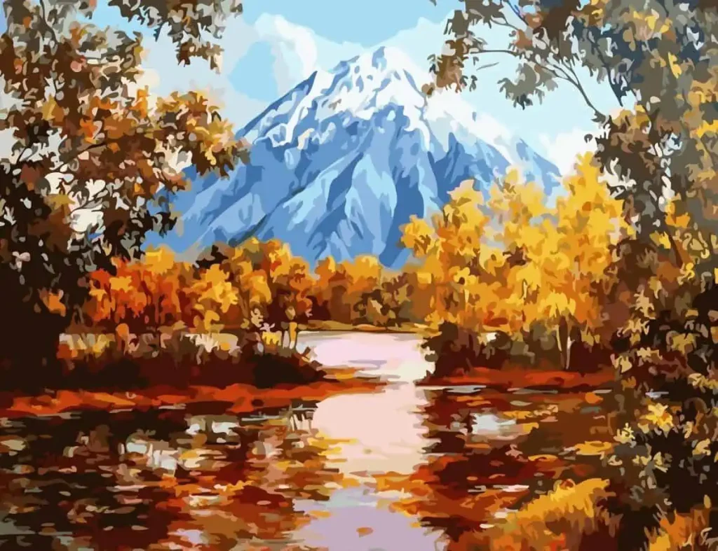 Pintar por Números - Montañas Otoño Río