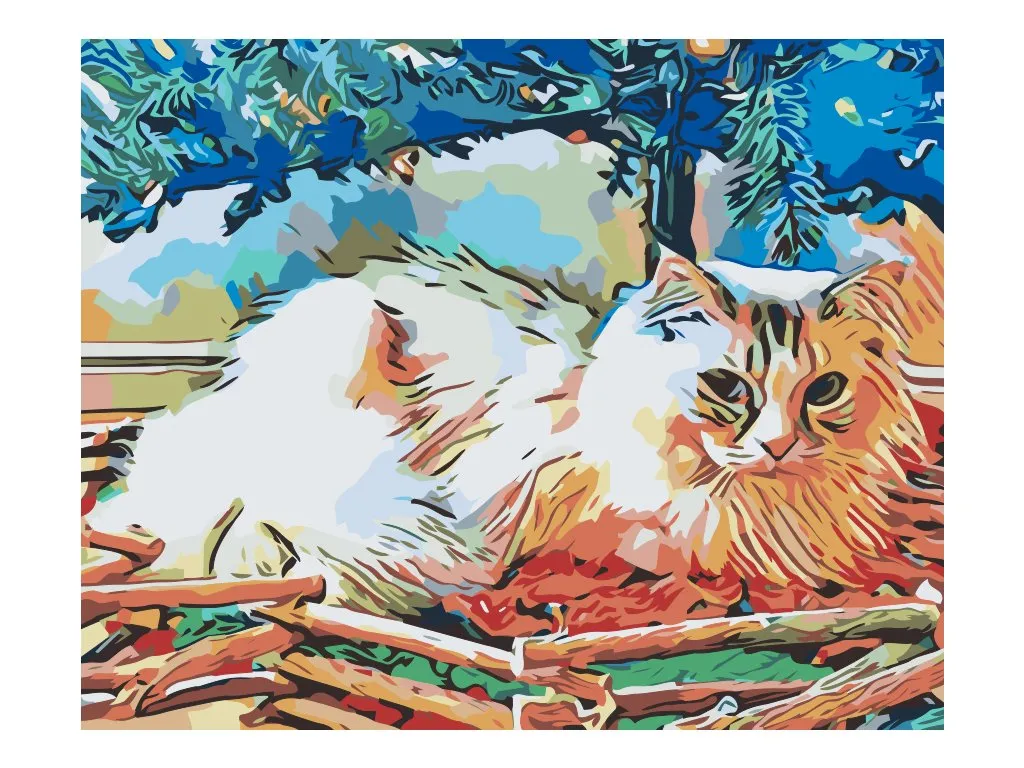 Pintar por Números - Gato bajo el árbol