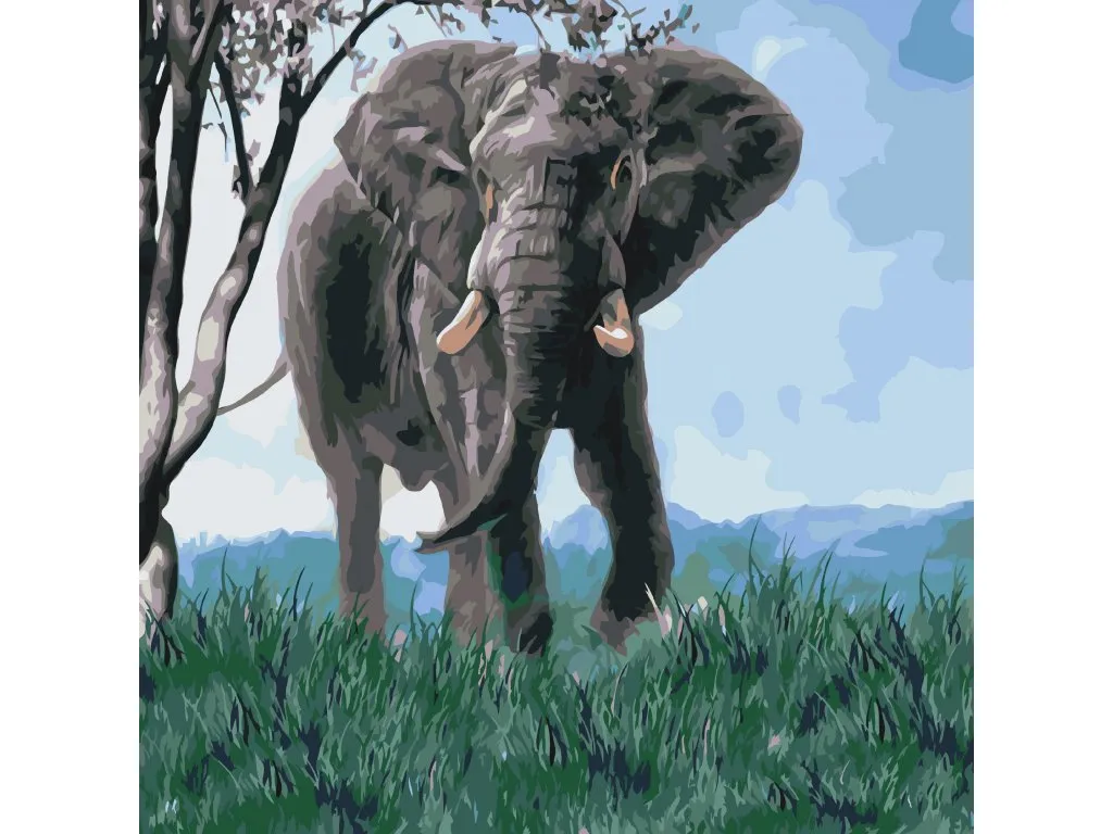 Pintar por Números - Elefante en la naturaleza