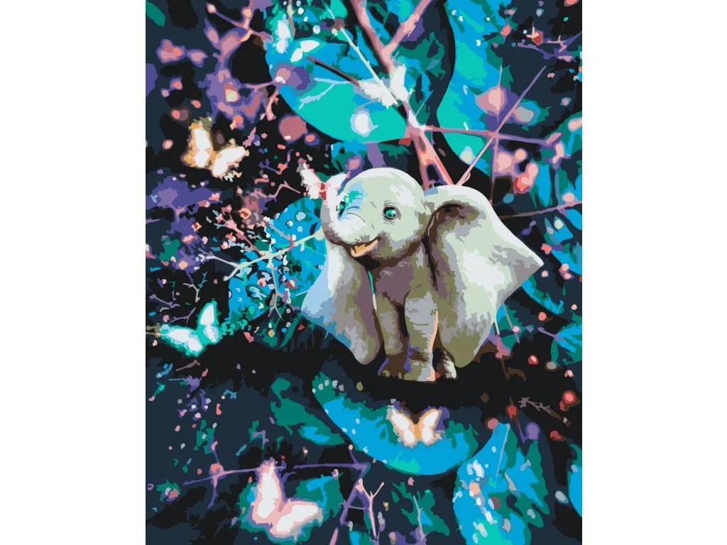 Pintar por Números - Elefante en el país de las mariposas