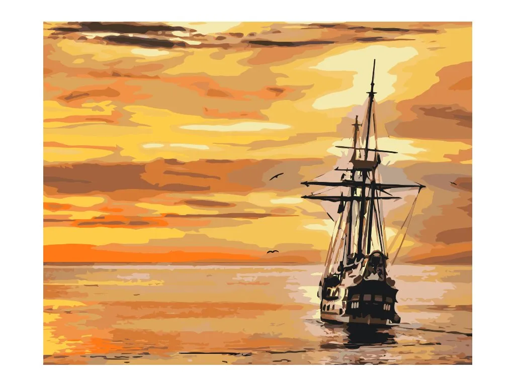 Pintar por Números - Velero al atardecer