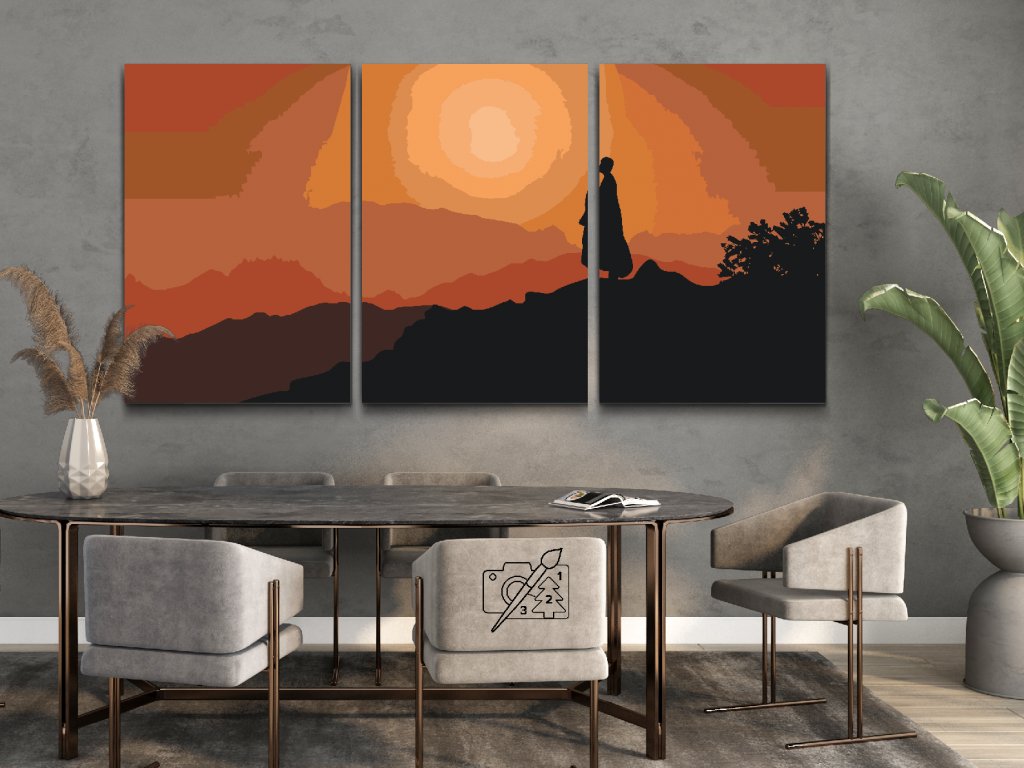 Pintar por Números - Monje al atardecer (set de 3)