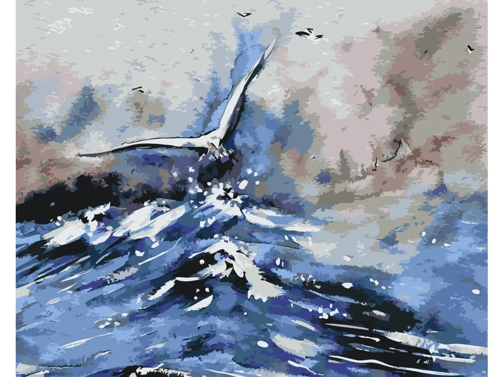 Pintar por Números - Gaviota volando sobre el mar