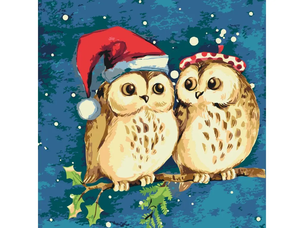 Pintar por Números - Búhos navideños