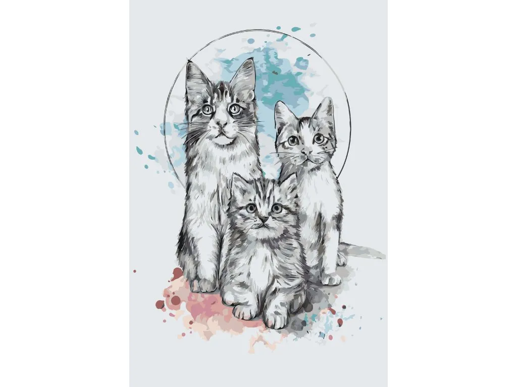 Pintar por Números - Tres gatitos