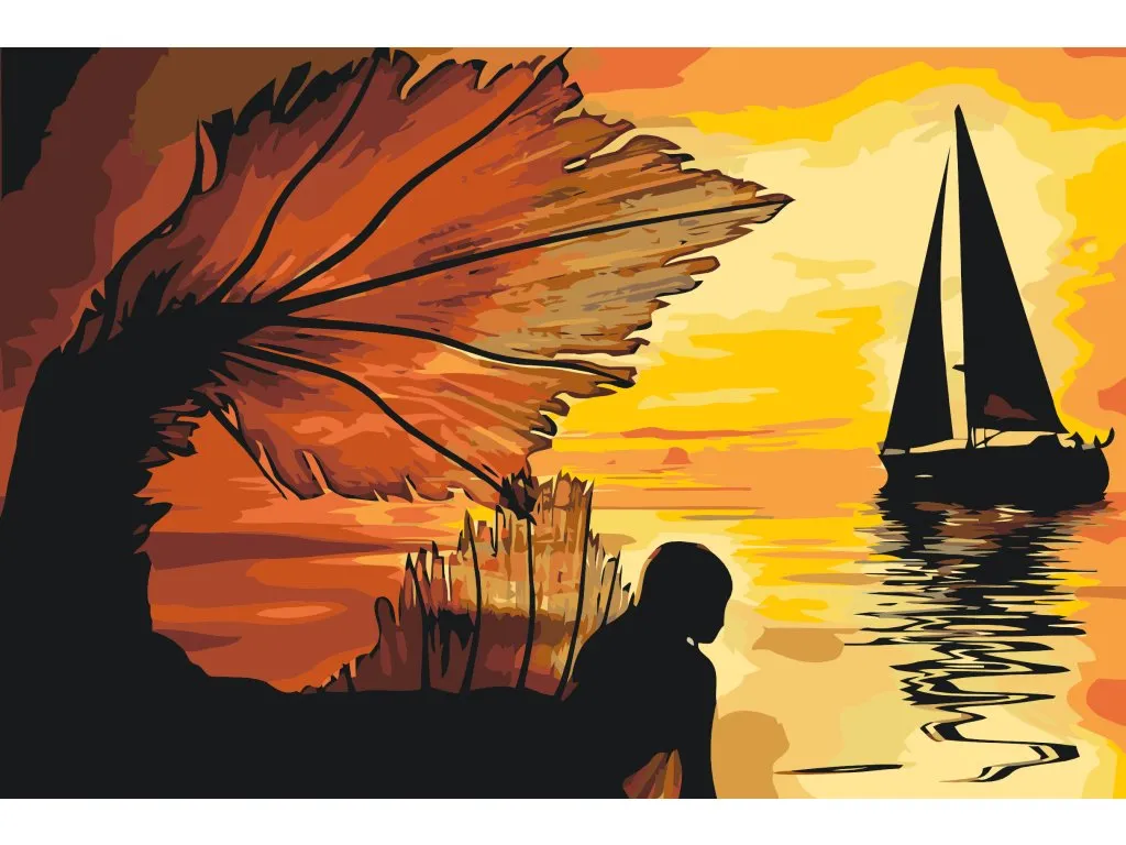 Pintar por Números - Sirena mirando un velero