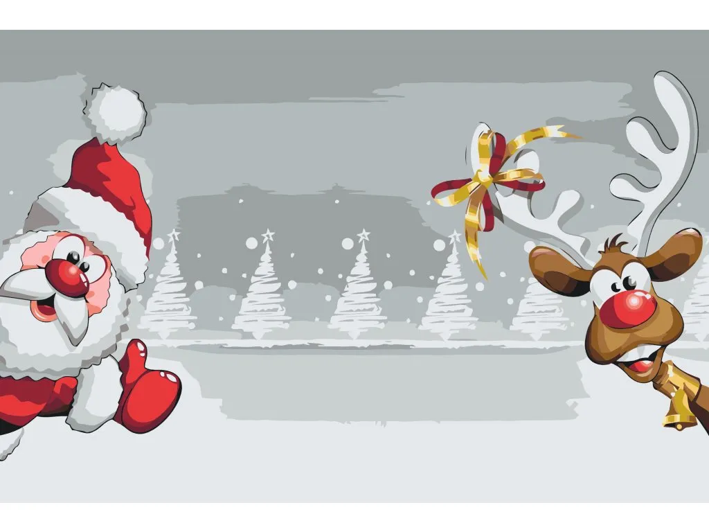 Pintar por Números - Santa a sob Rudolf