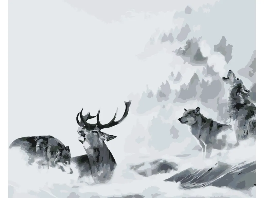 Pintar por Números - Lobos a la caza