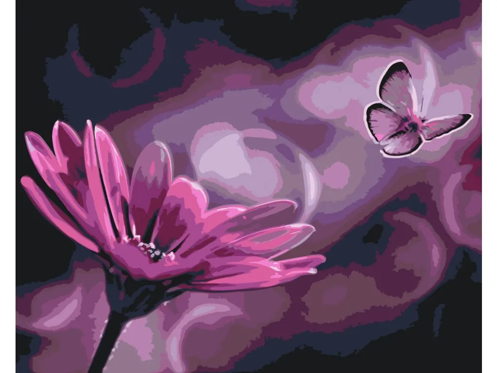Pintar por Números - Mariposa y gerbera
