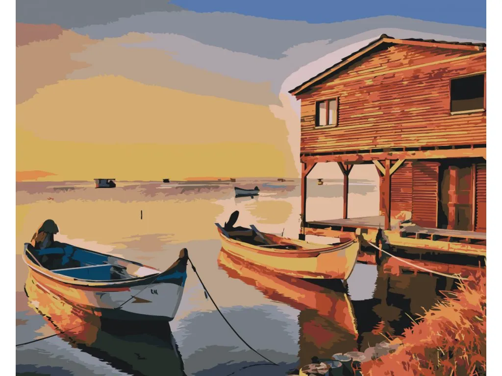 Pintar por Números - Barcos y cabañas de madera