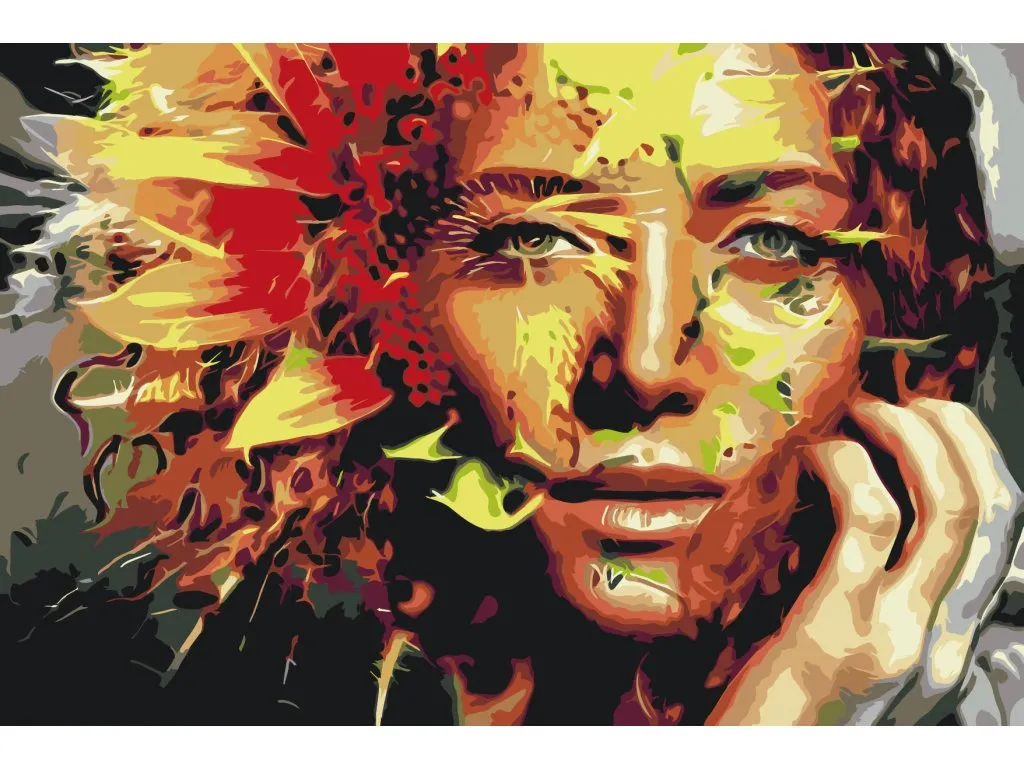 Pintar por Números - Mujer escondida en un girasol