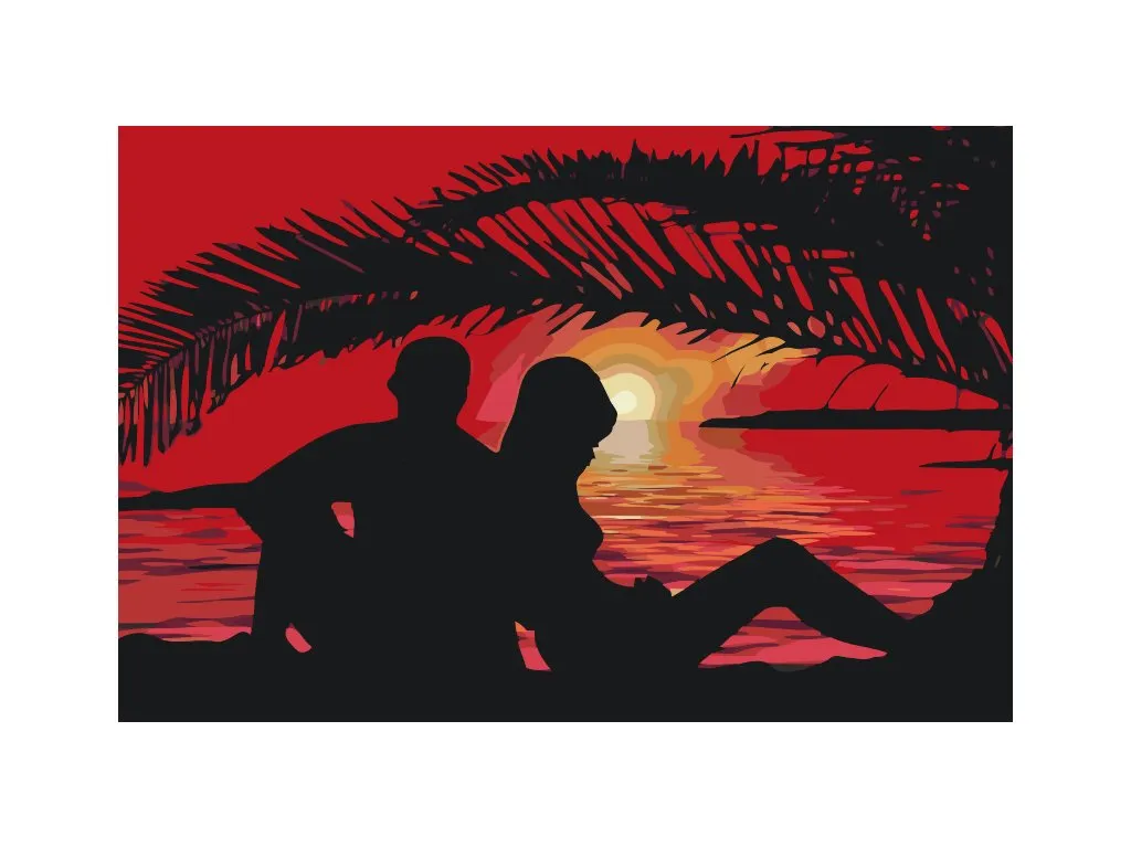 Pintar por Números - Pareja enamorada al atardecer
