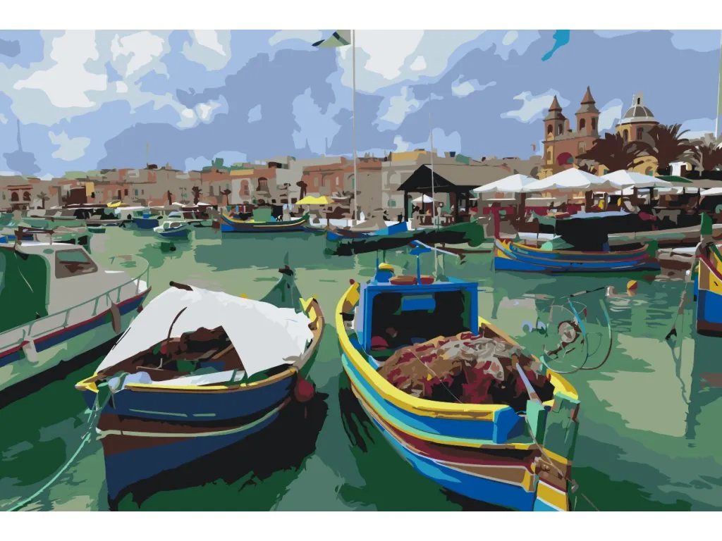 Pintar por Números - Barcos de pesca de colores