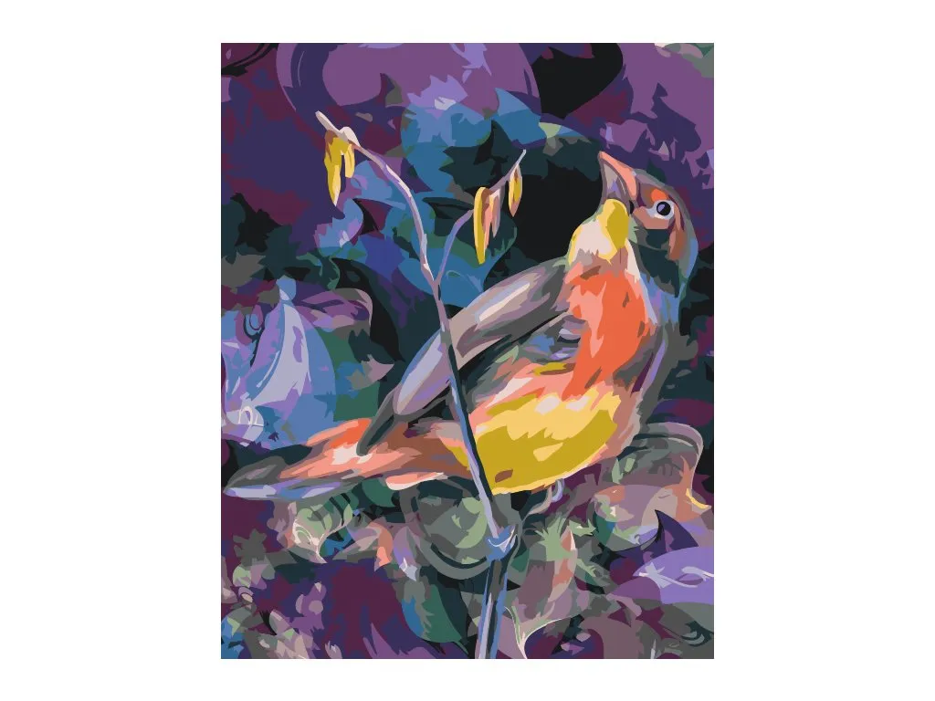 Pintar por Números - Un pájaro en un entorno colorido