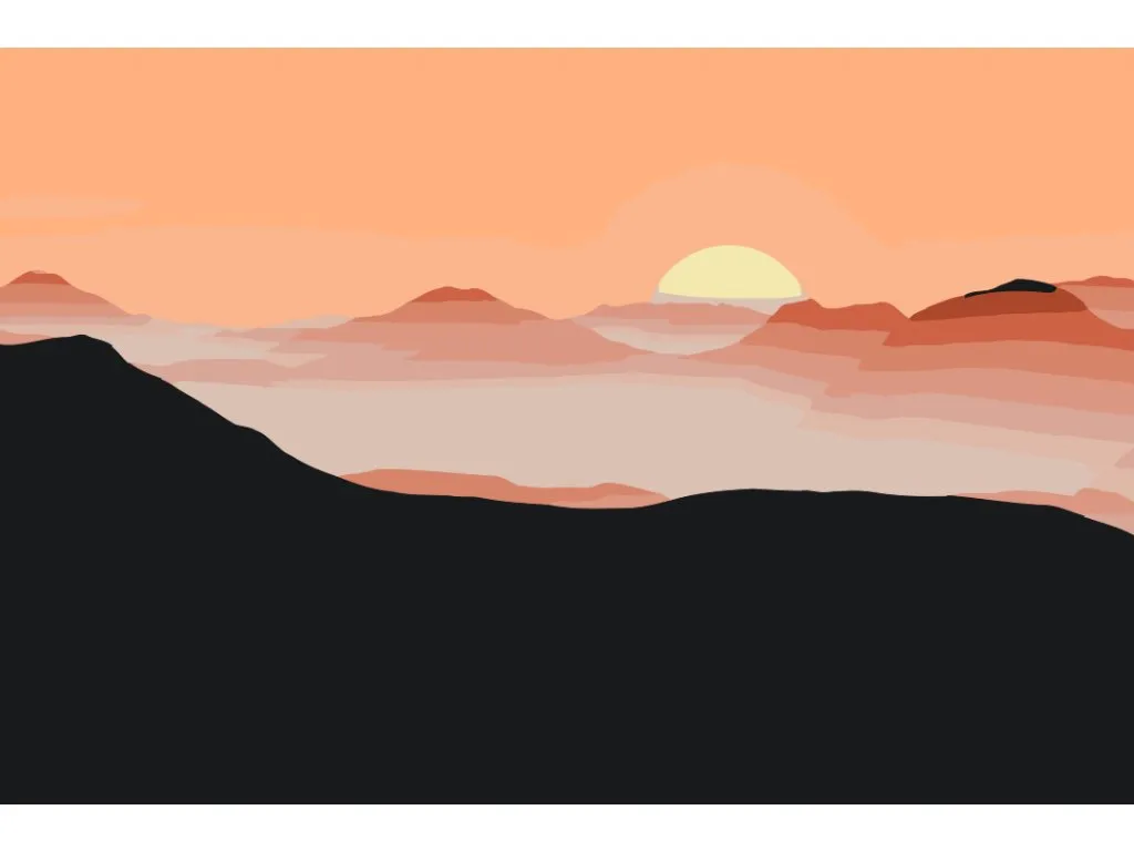 Pintar por Números - Sol en las montañas