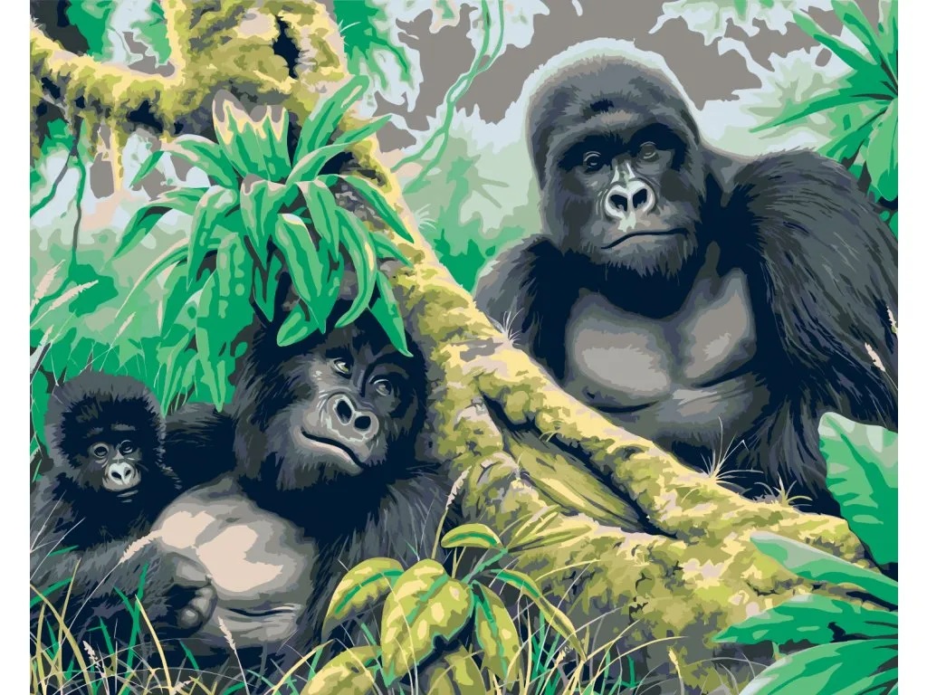 Pintar por Números - Familia de gorilas