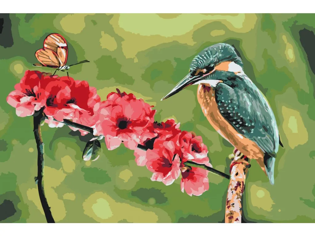 Pintar por Números - Mariposa y martín pescador