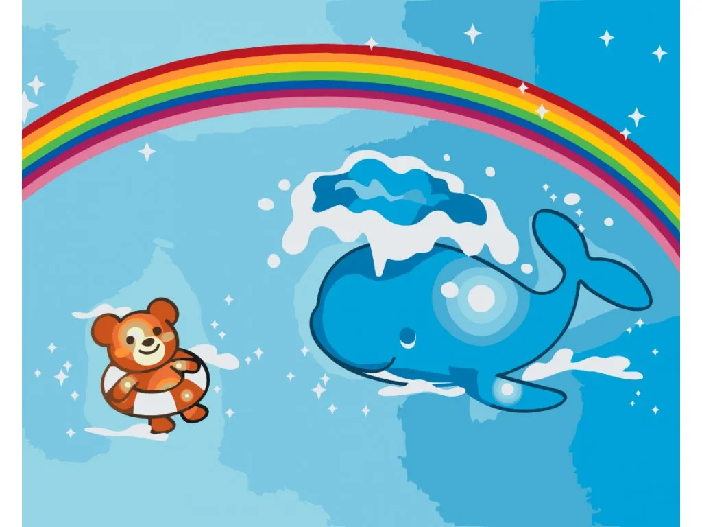 Pintar por Números - Ballena y osito de peluche