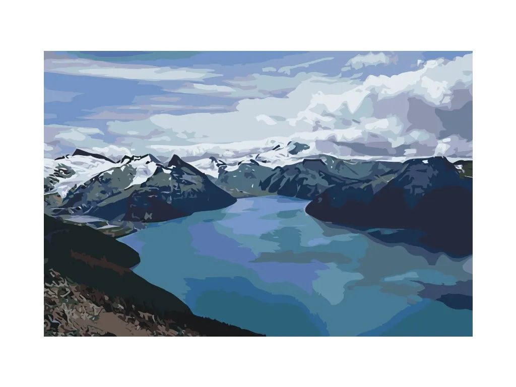 Pintar por Números - Montañas nevadas junto al lago