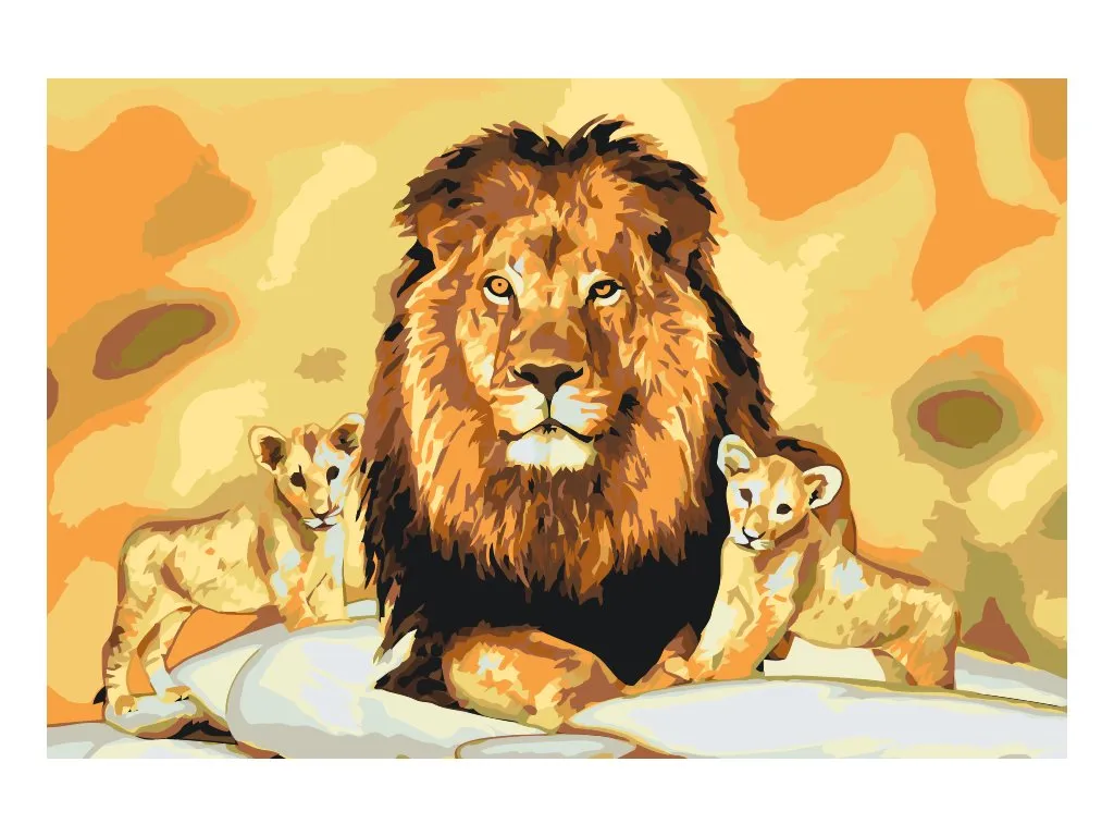 Pintar por Números - León y cachorros