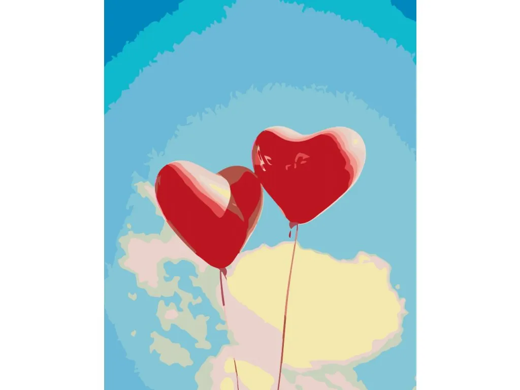 Pintar por Números - Globos en forma de corazón