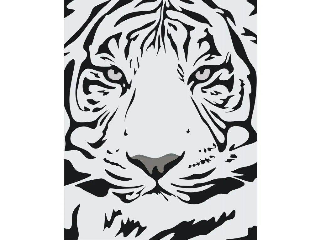 Pintar por Números - Cabeza de tigre blanco y negro
