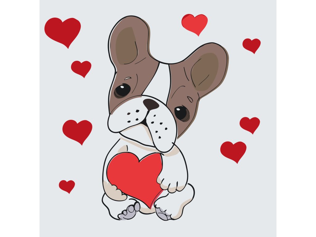 Pintar por Números - Perro con corazones