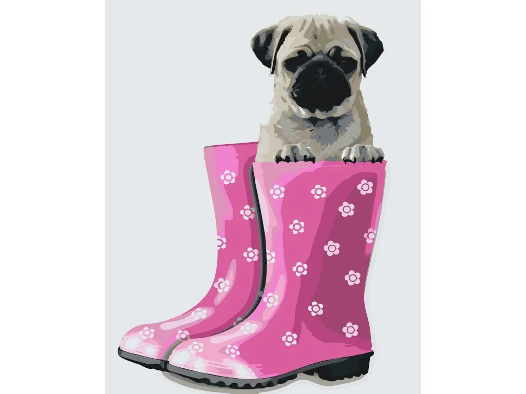 Pintar por Números - Pug con botas de goma