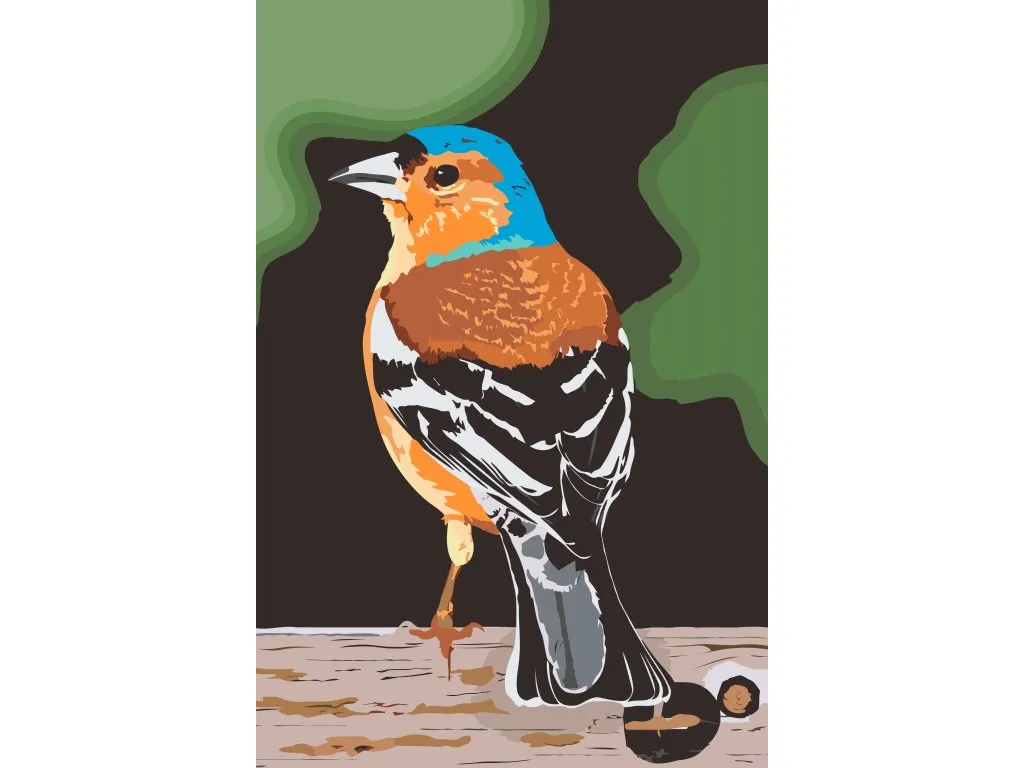 Pintar por Números - Pájaro sobre madera