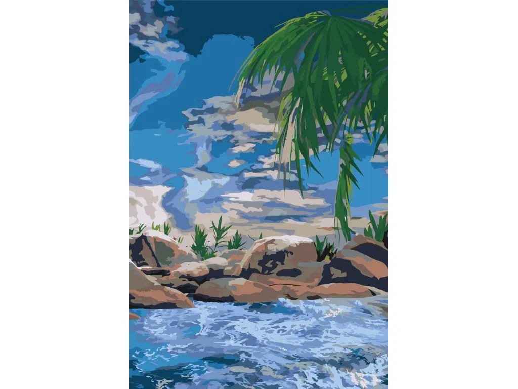 Pintar por Números - Océano y palmera