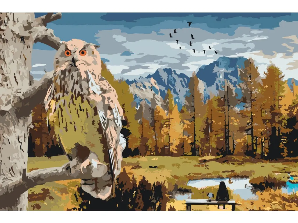 Pintar por Números - Búho en el bosque