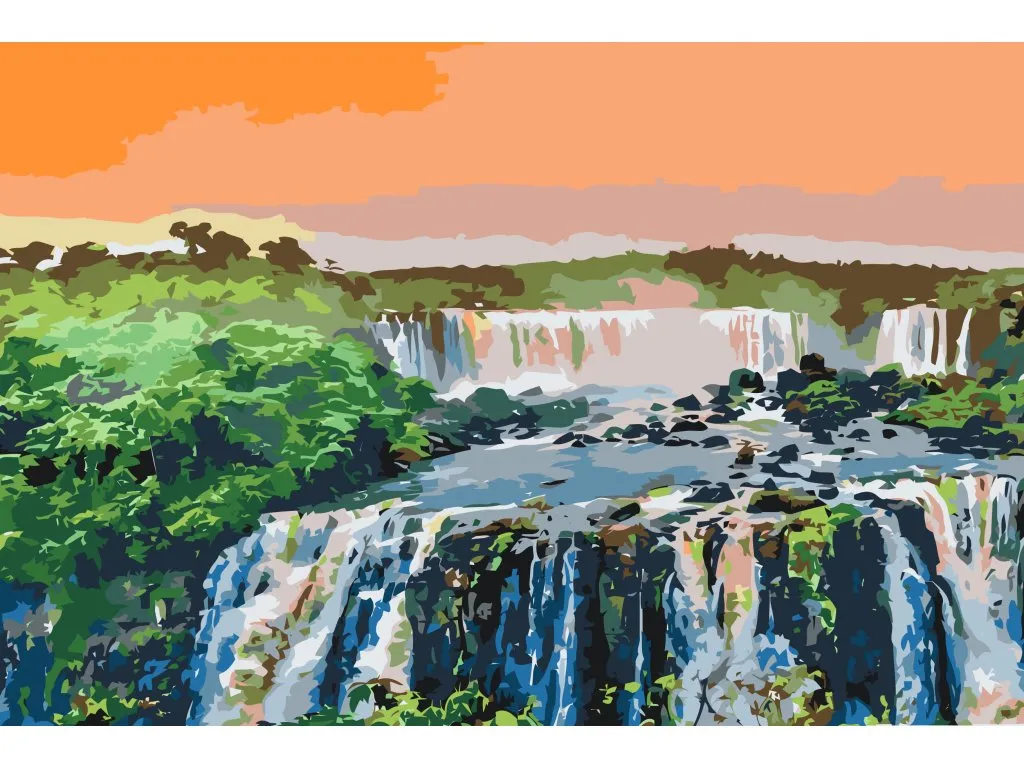 Pintar por Números - Cascada en medio de la selva