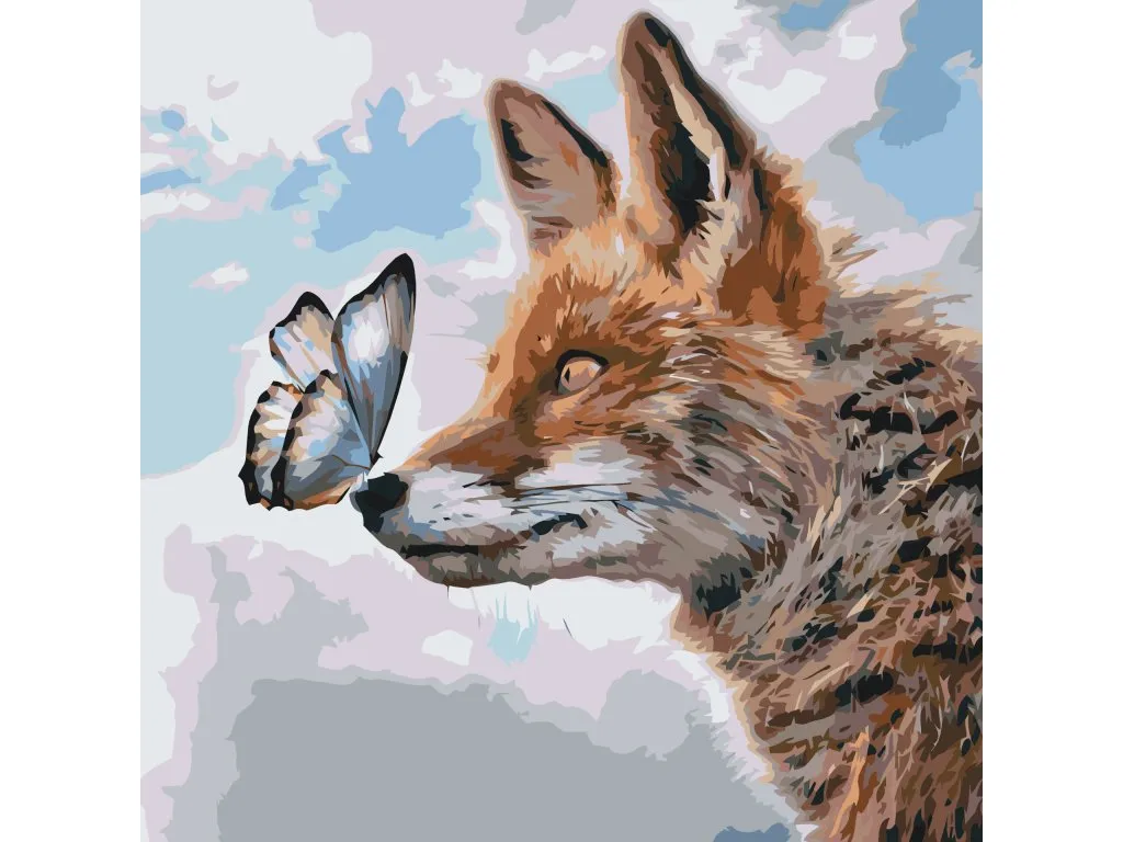 Pintar por Números - Un zorro con una mariposa en el pico