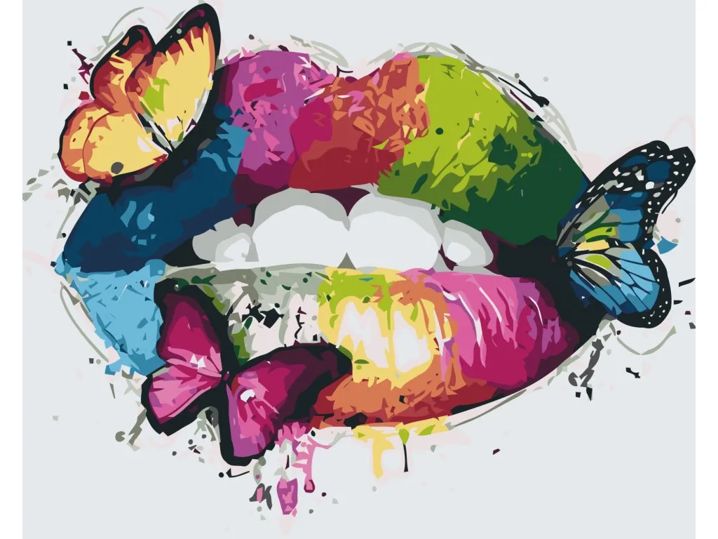 Pintar por Números - Labios arco iris