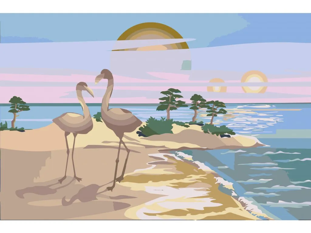 Pintar por Números - Pelícanos en la playa