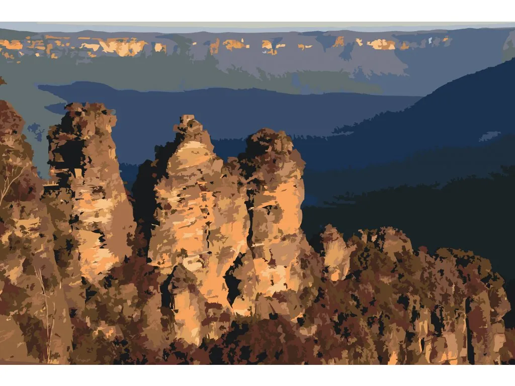 Pintar por Números - Tres Hermanas en las Montañas Azules