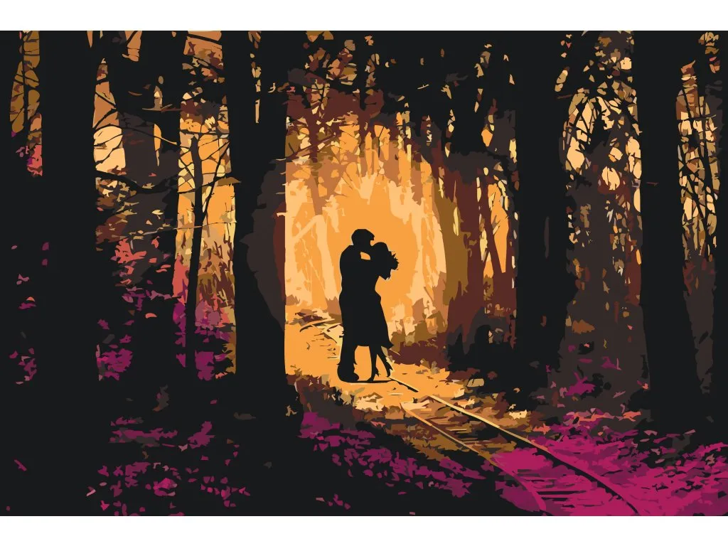Pintar por Números - Pareja enamorada en el bosque