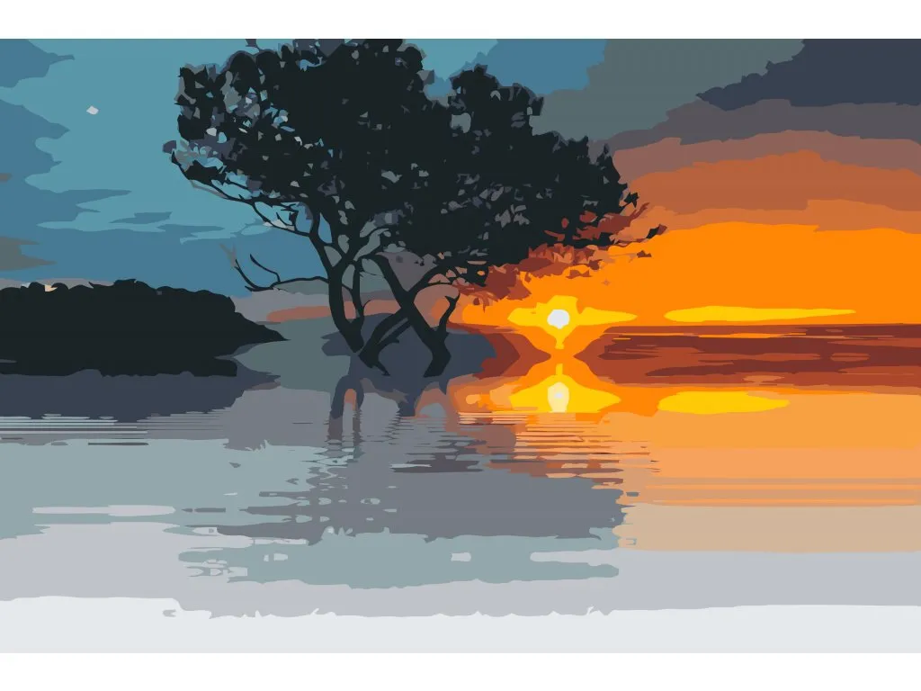 Pintar por Números - Puesta de sol en el lago