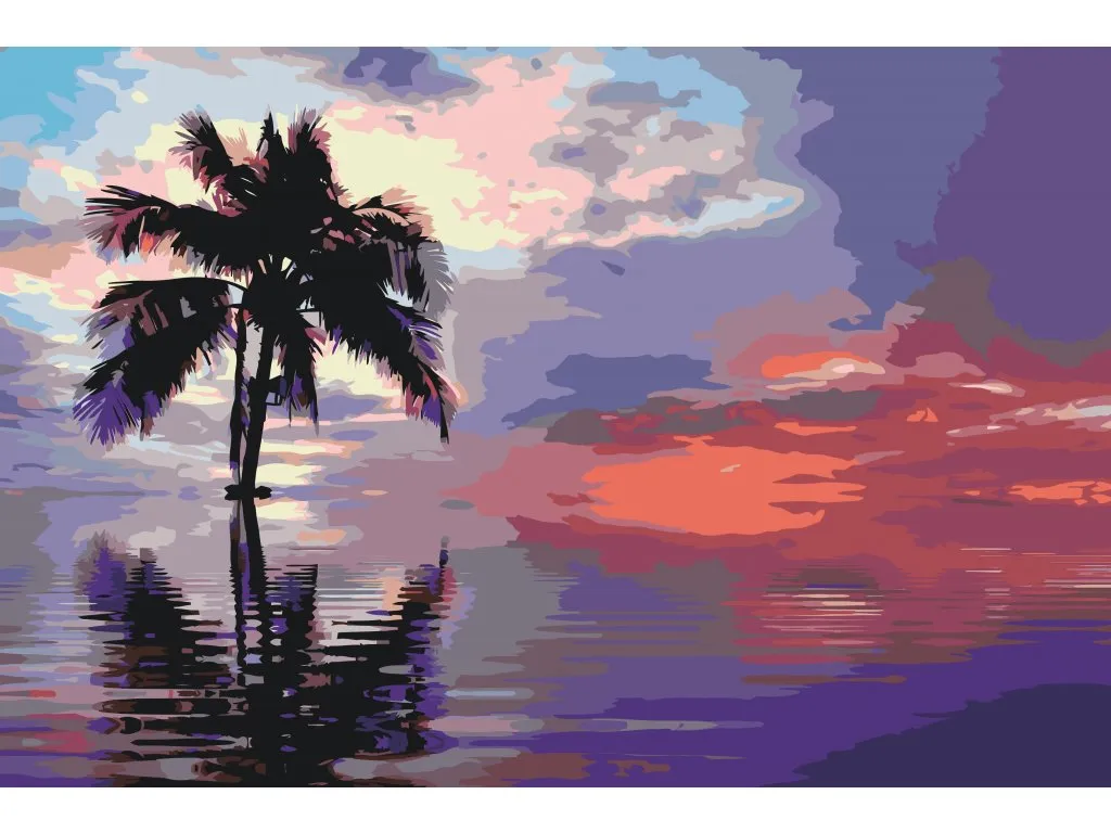 Pintar por Números - Palmera en el mar