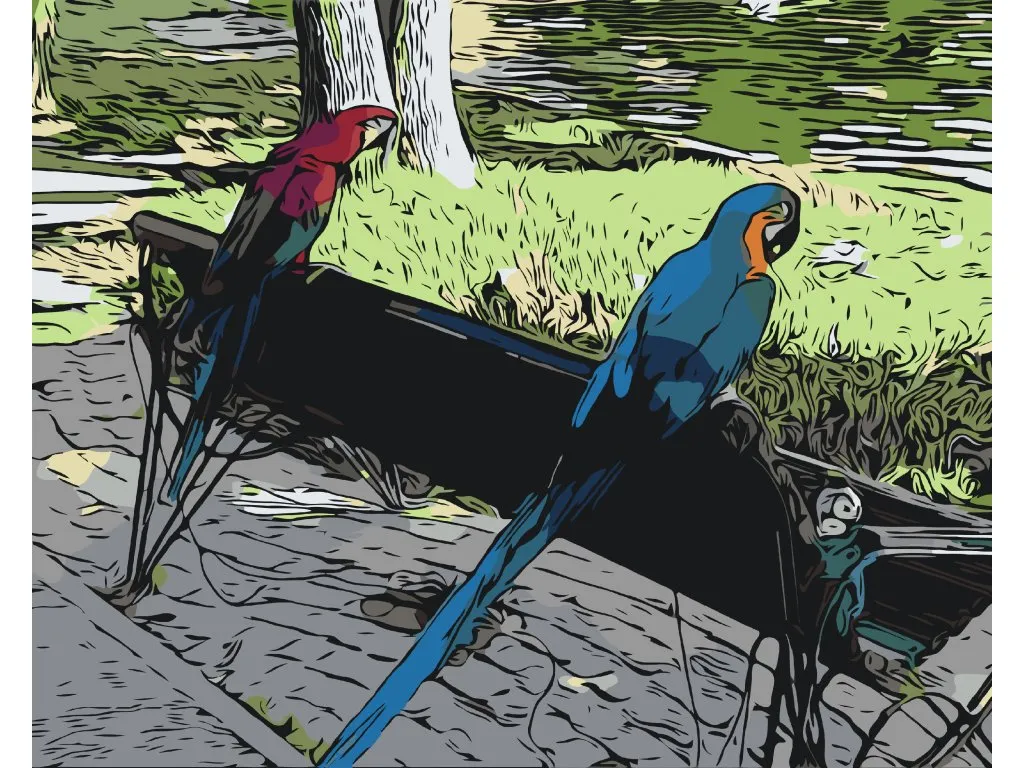 Pintar por Números - Loros en el parque