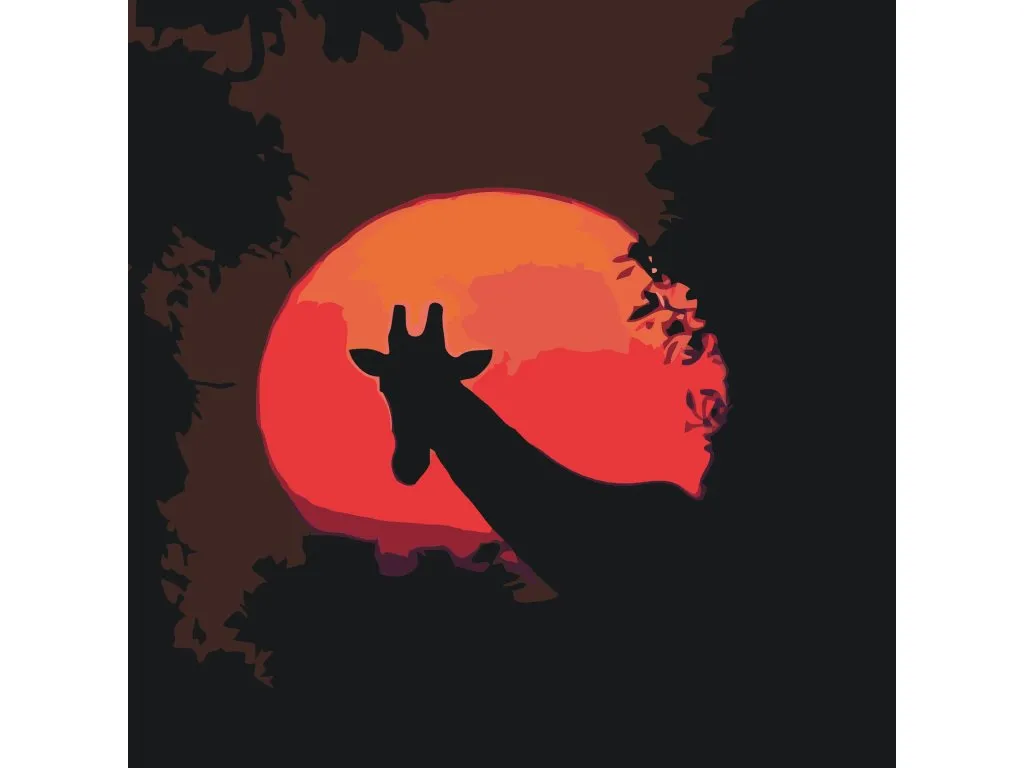 Pintar por Números - Jirafa y luna roja