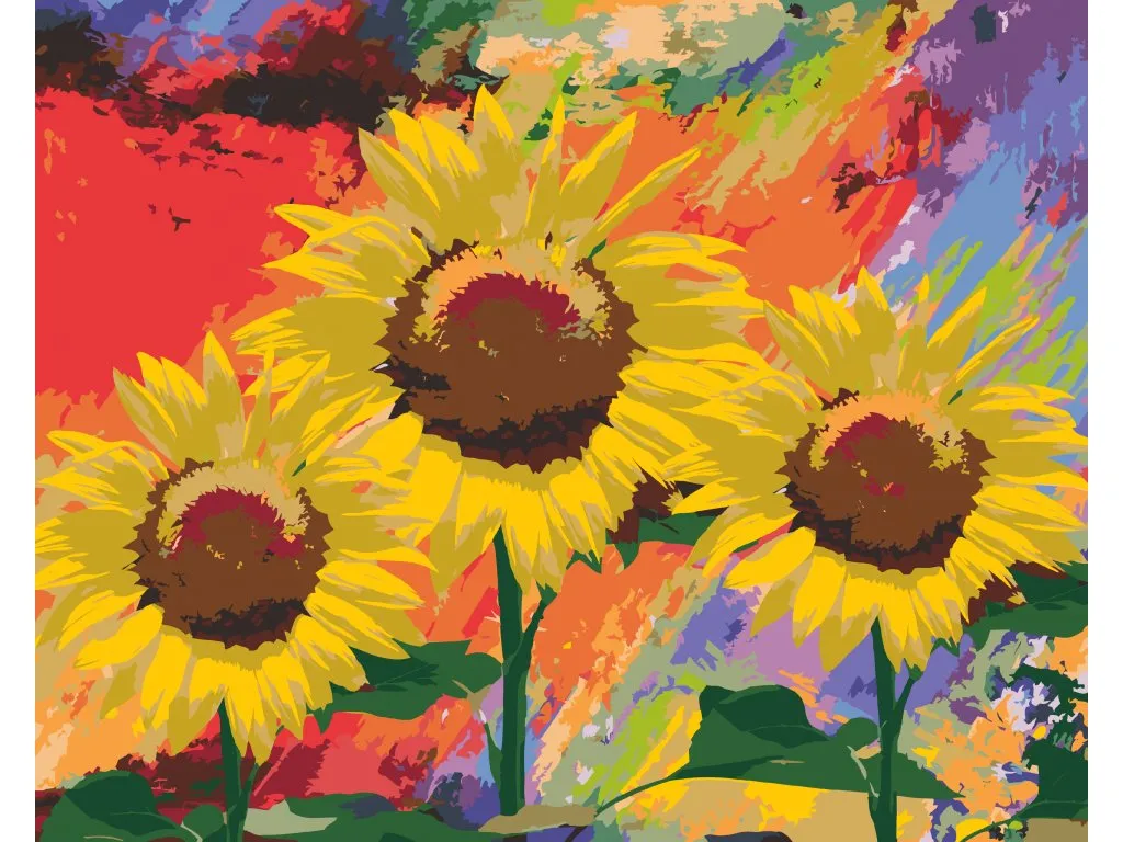 Pintar por Números - Girasoles en el estudio