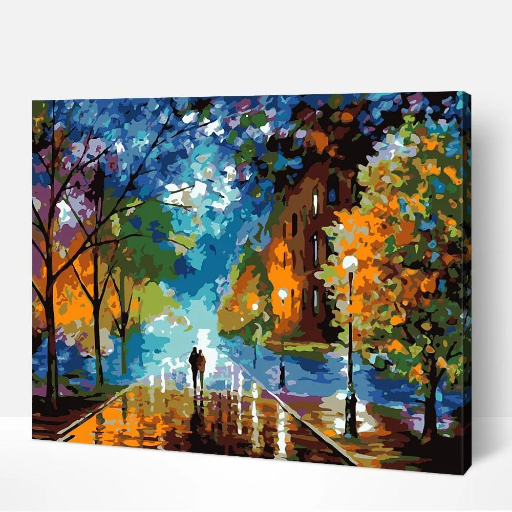 Pintar por Números - Romántico paseo bajo la lluvia