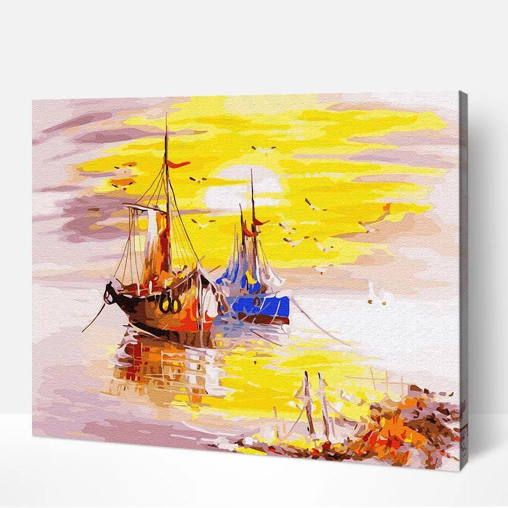 Pintar por Números - Barcos al atardecer