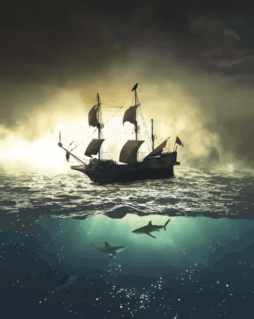 Pintar por Números - Velero con tiburones