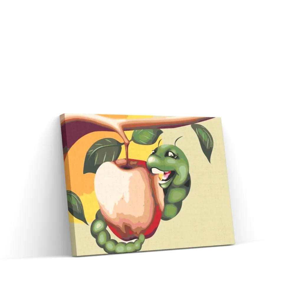 Pintar por Números - Oruga comiendo una manzana